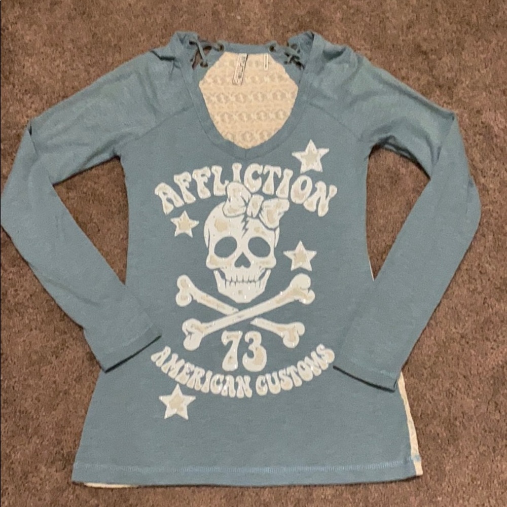 Lace back affliction top